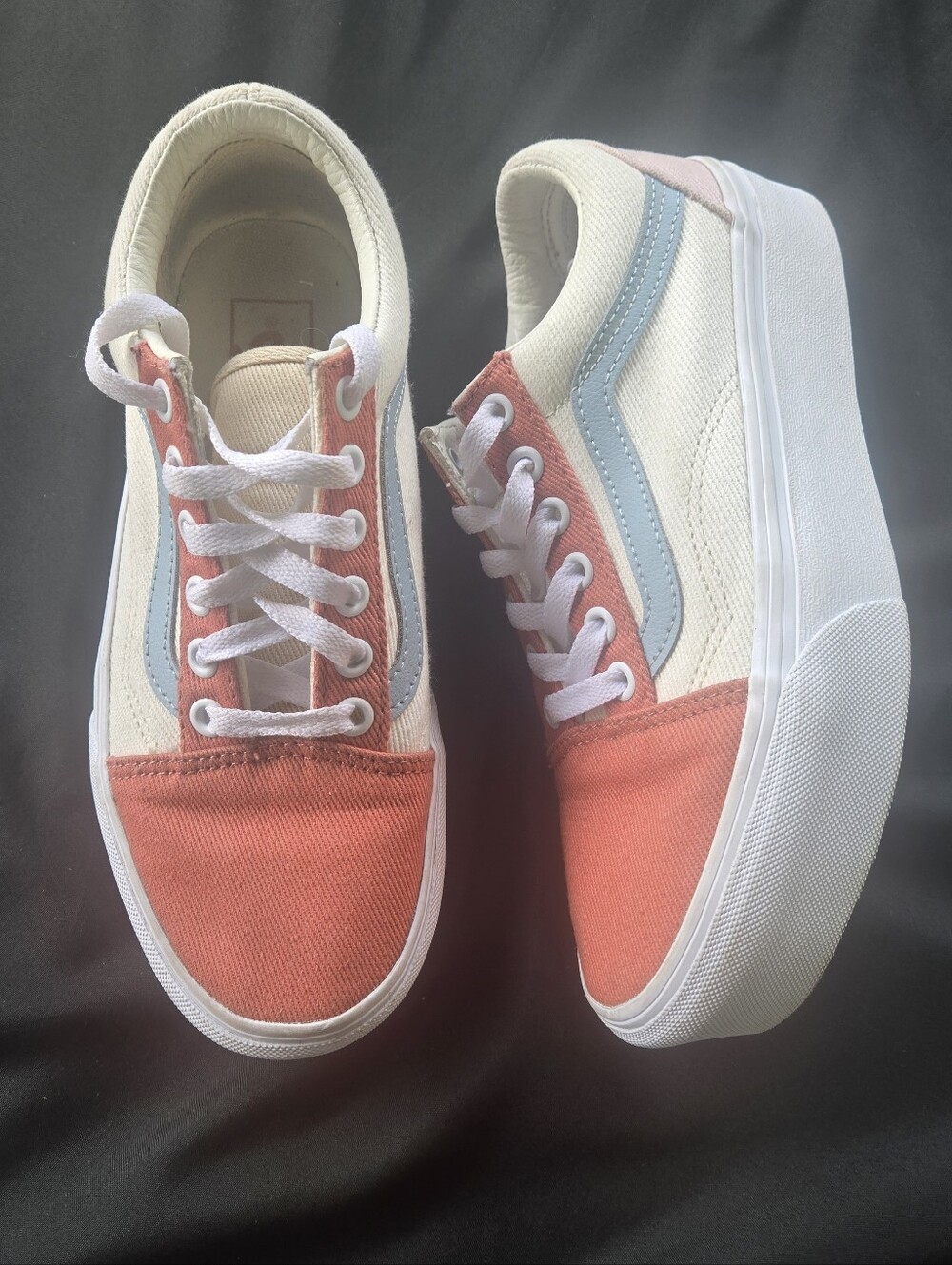Vans Platform Old Skool Coral Pink & Light‎ Blue Canvas